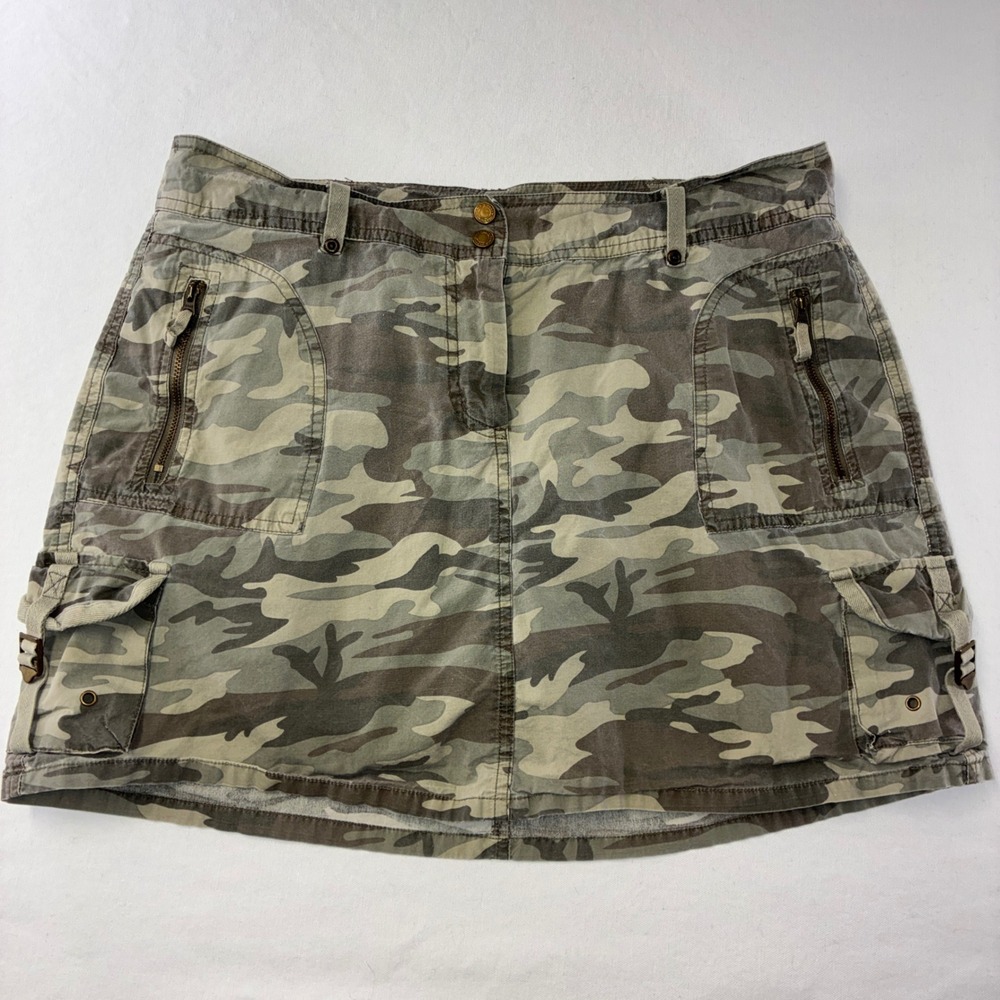 467 Y2K Faded Glory Cargo Mini Skirt 10 Camouflage Utilitarian Pockets